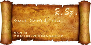 Rozsi Szofrónia névjegykártya
